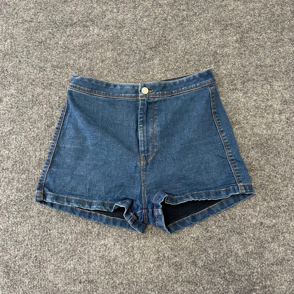 Pull&Bear Denim Shorts Womens Size 28 Blue High Waisted Medium Wash Casual Jean